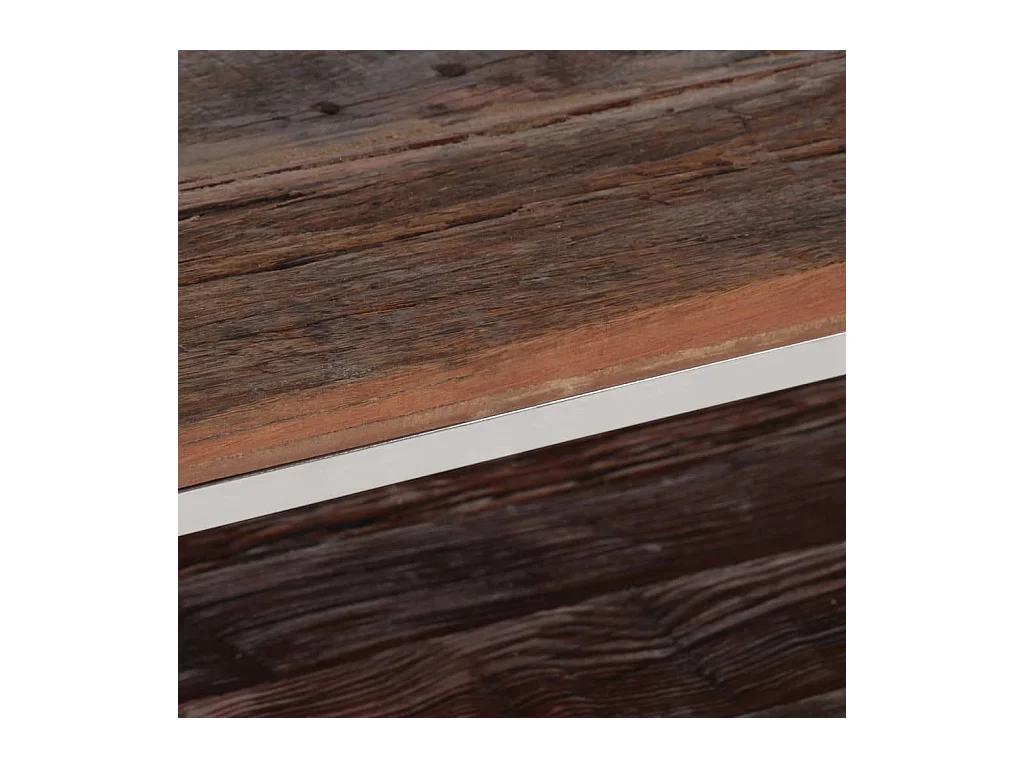 Table basse argenté acier inoxydable et bois de mélèze massif