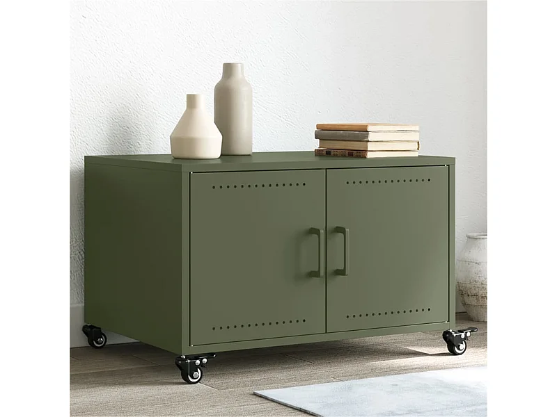 Mesa de centro 68x50x43,5 cm aço laminado a frio verde-azeitona