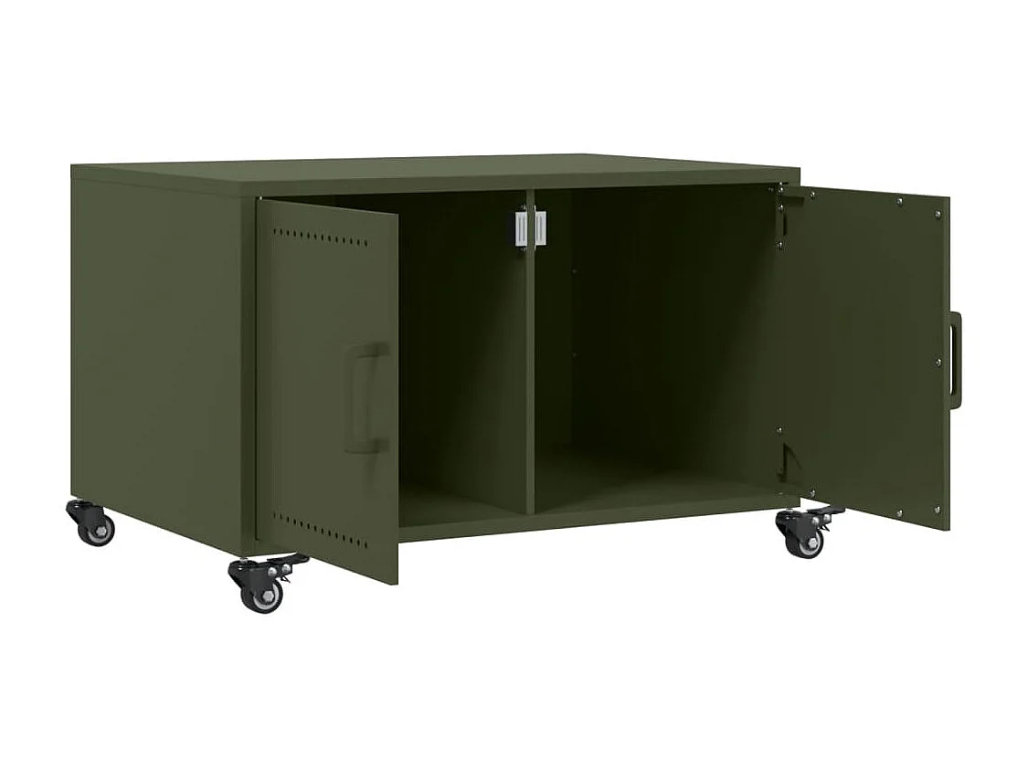 Table basse vert olive 68x50x43,5 cm acier laminé à froid