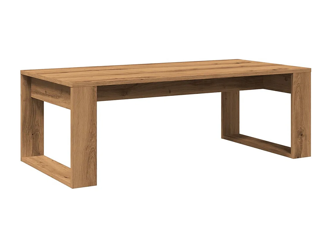 Table basse chêne artisanal 102x50x35 cm bois d'ingénierie