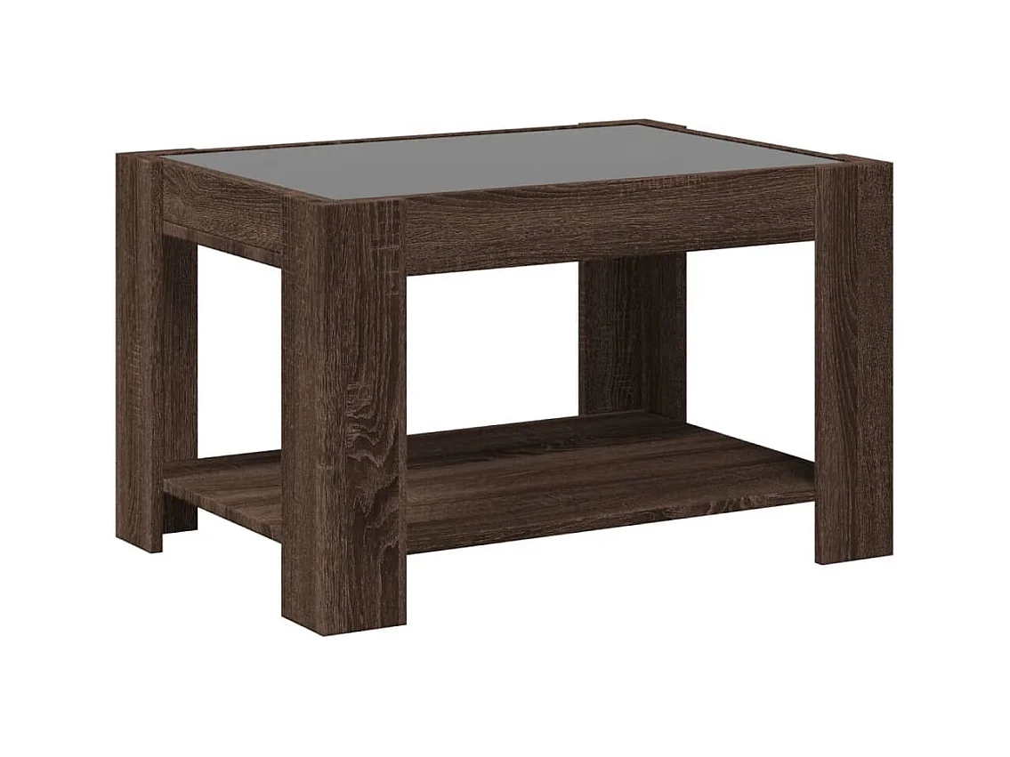 Table basse avec LED chêne marron 73x53x45 cm bois d'ingénierie