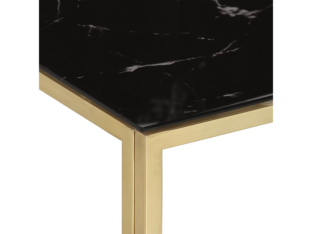 Table basse doré acier inoxydable et verre trempé