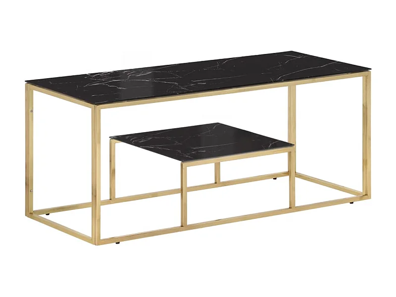 Salontafel roestvrijstaal en gehard glas goudkleurig