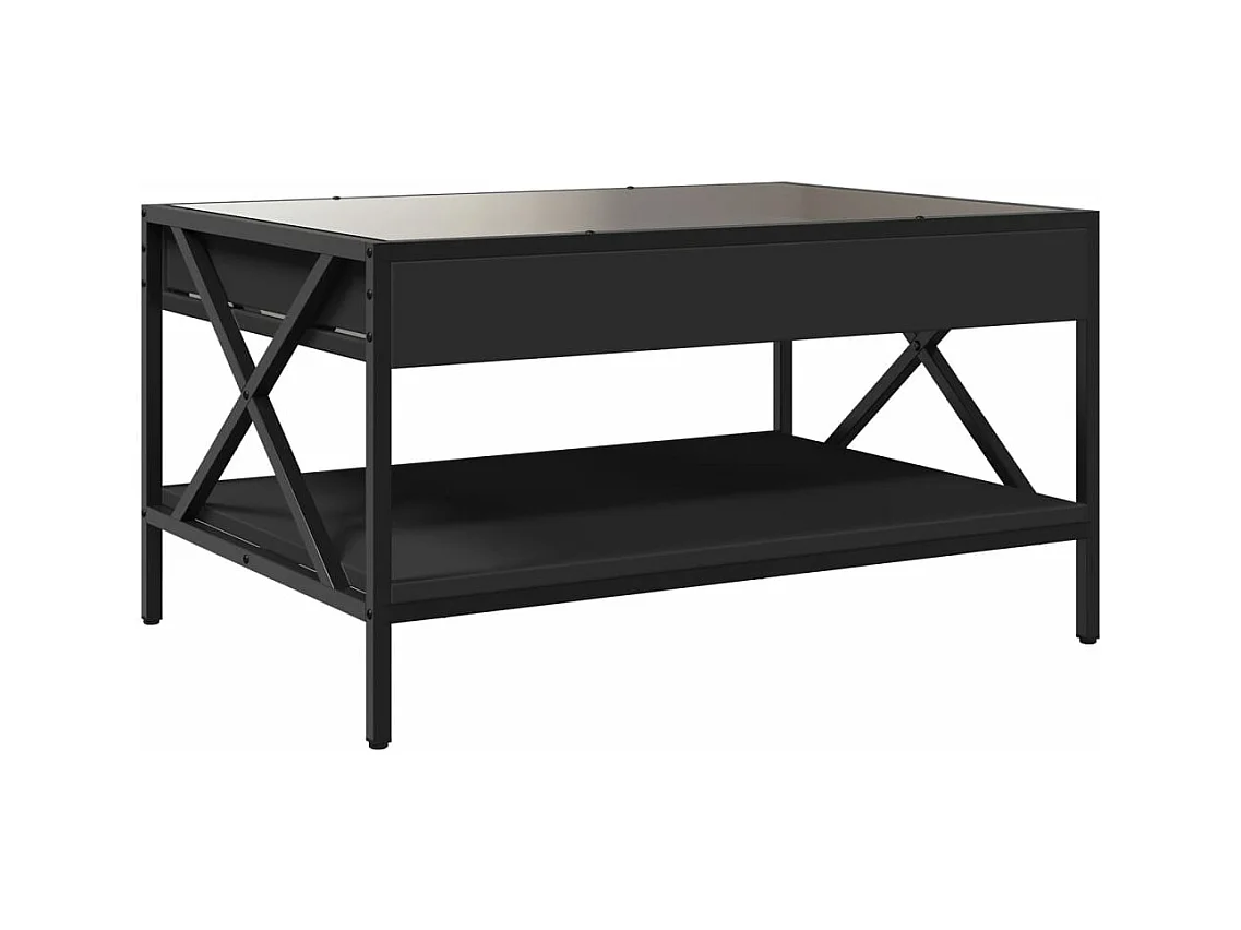 Mesa de centro luzes LED Infinity 70x50x38 cm preto