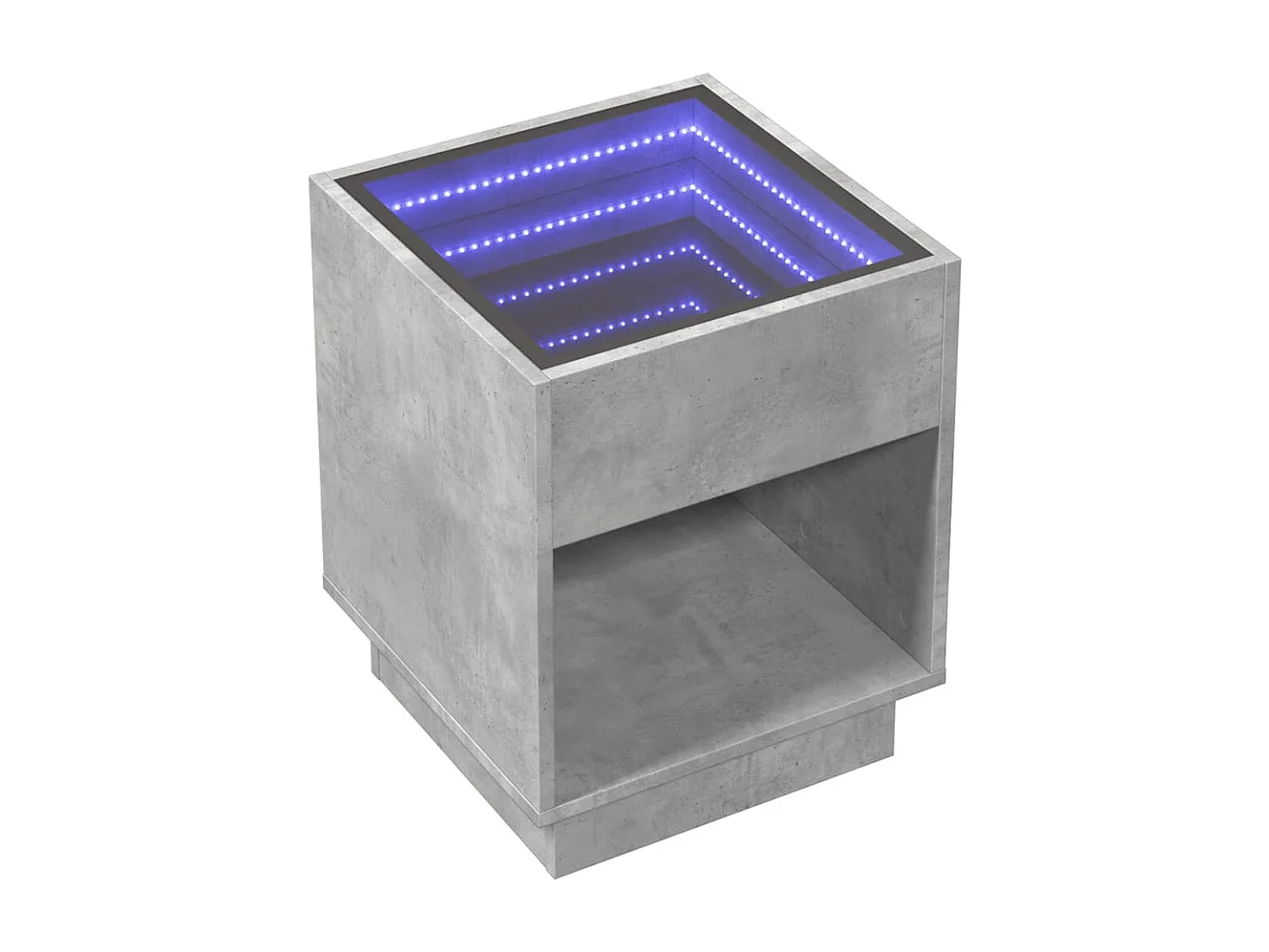 Table basse avec LED infini gris béton 40x40x50 cm