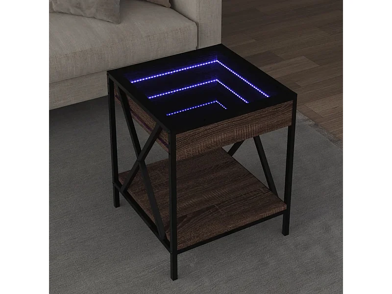 Mesa de centro luzes LED Infinity 40x40x49 cm carvalho castanho