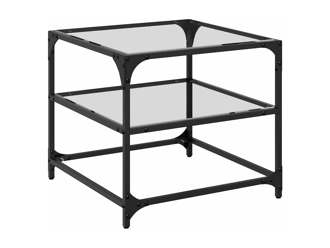 Mesa de centro c/ tampo em vidro transparente 50x50x45 cm aço