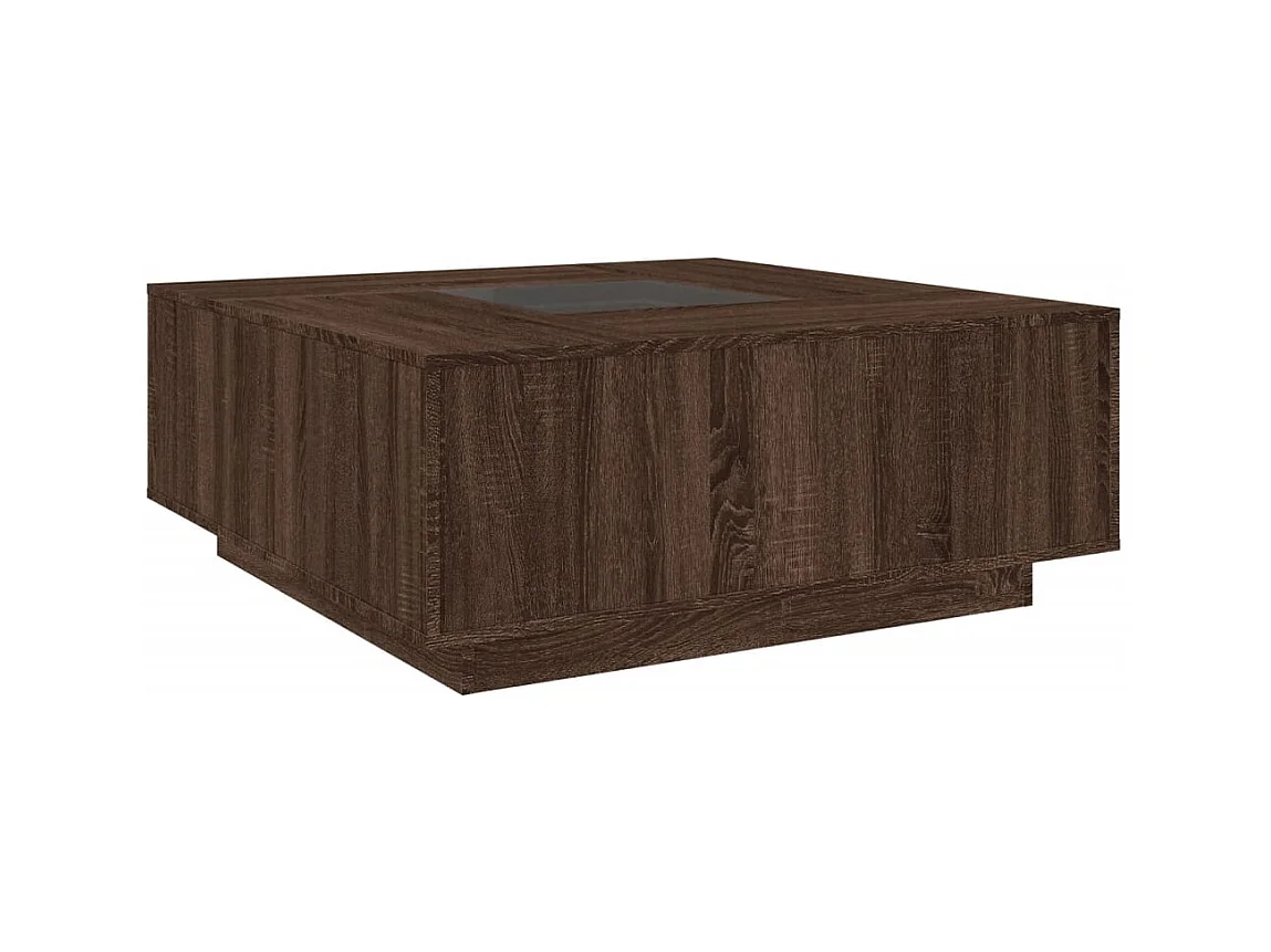 Table basse avec LED infini chêne marron 100x100x40 cm