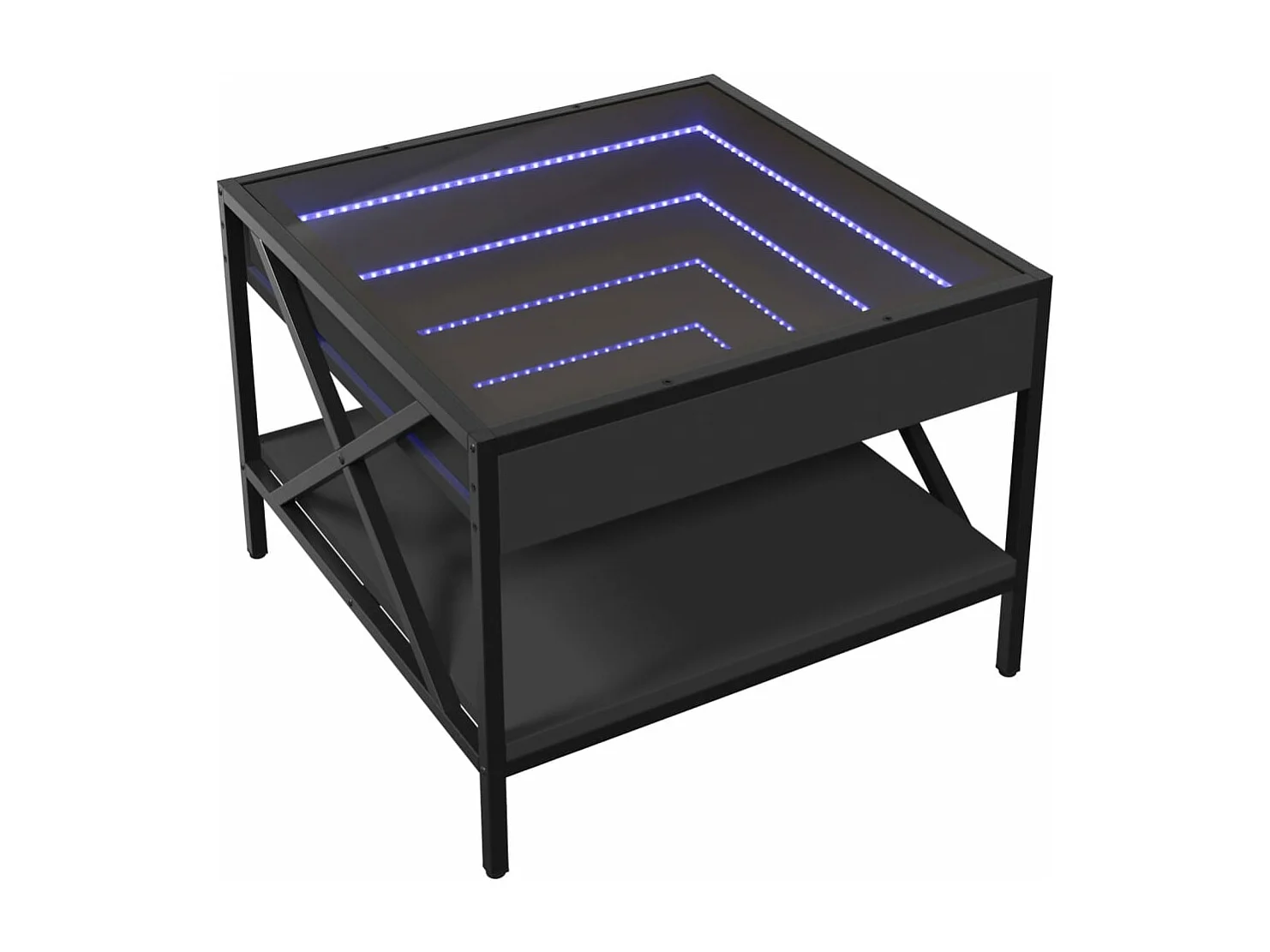 Table basse avec LED infini noir 50x50x38 cm