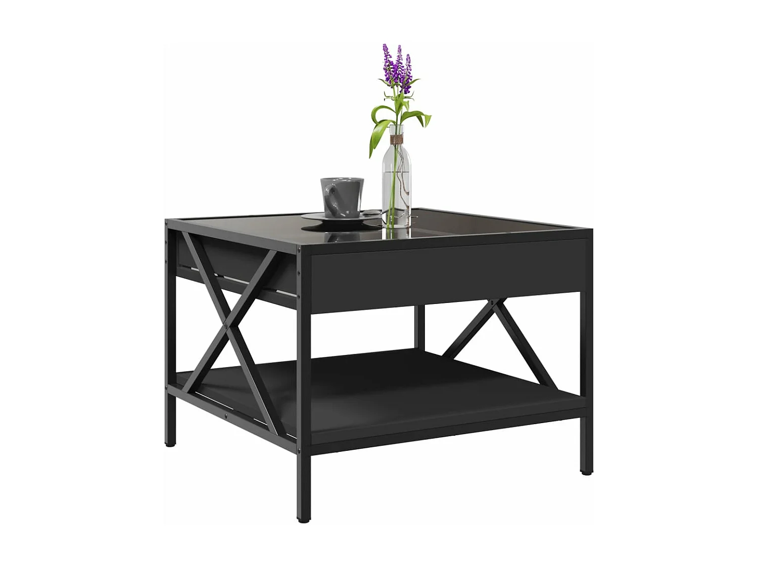 Table basse avec LED infini noir 50x50x38 cm