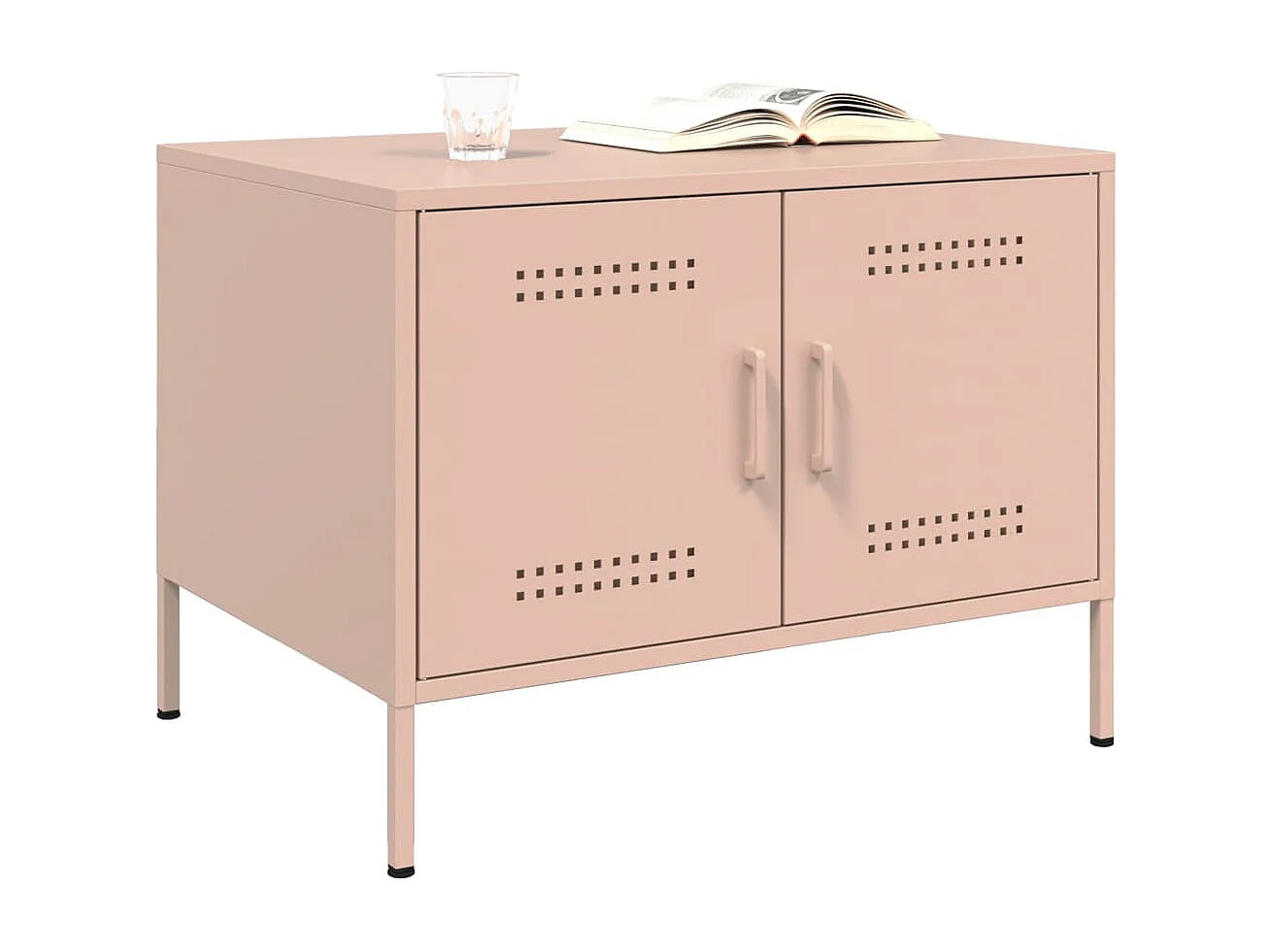 Table basse rose 68x50x50,5 cm acier laminé à froid