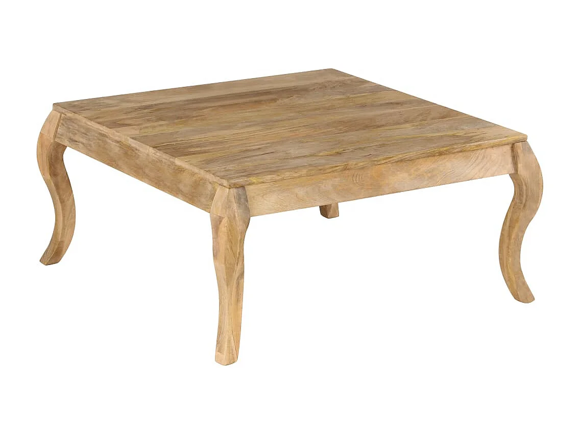 Mesa de centro de madera de mango maciza 80x80x40 cm