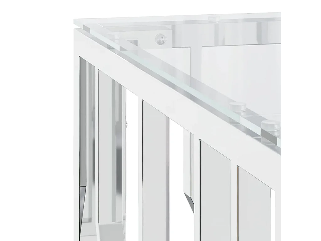 Table basse 80x80x40 cm acier inoxydable et verre