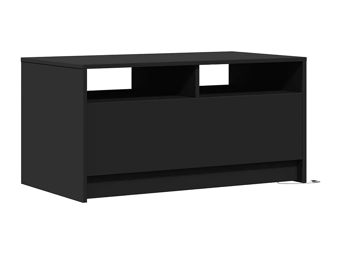 Salontafel met LED-verlichting bewerkt hout zwart