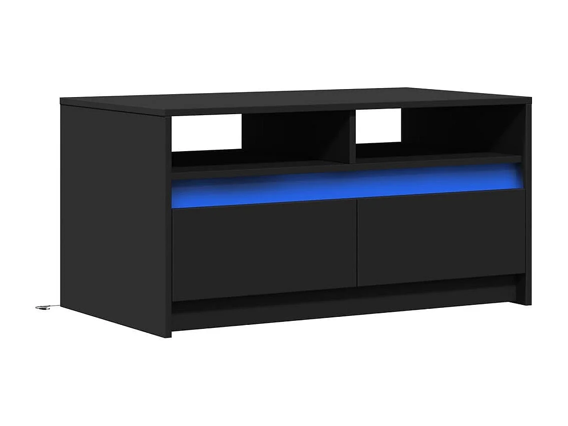 Salontafel met LED-verlichting bewerkt hout zwart