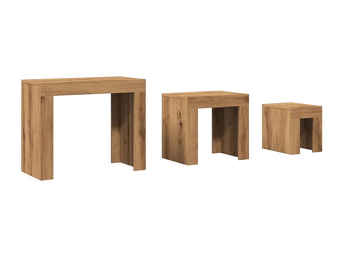 Tables basses gigognes 3 pièces chêne artisanal bois d'ingénierie