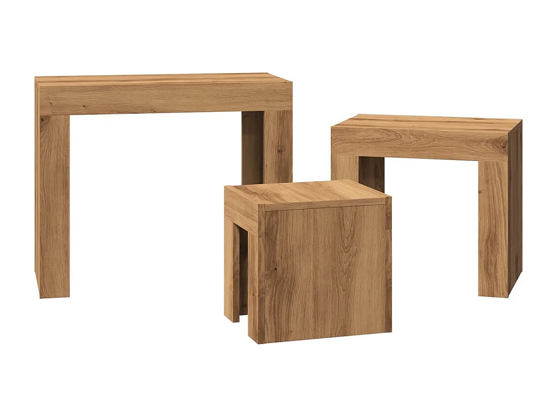 Tables basses gigognes 3 pièces chêne artisanal bois d'ingénierie