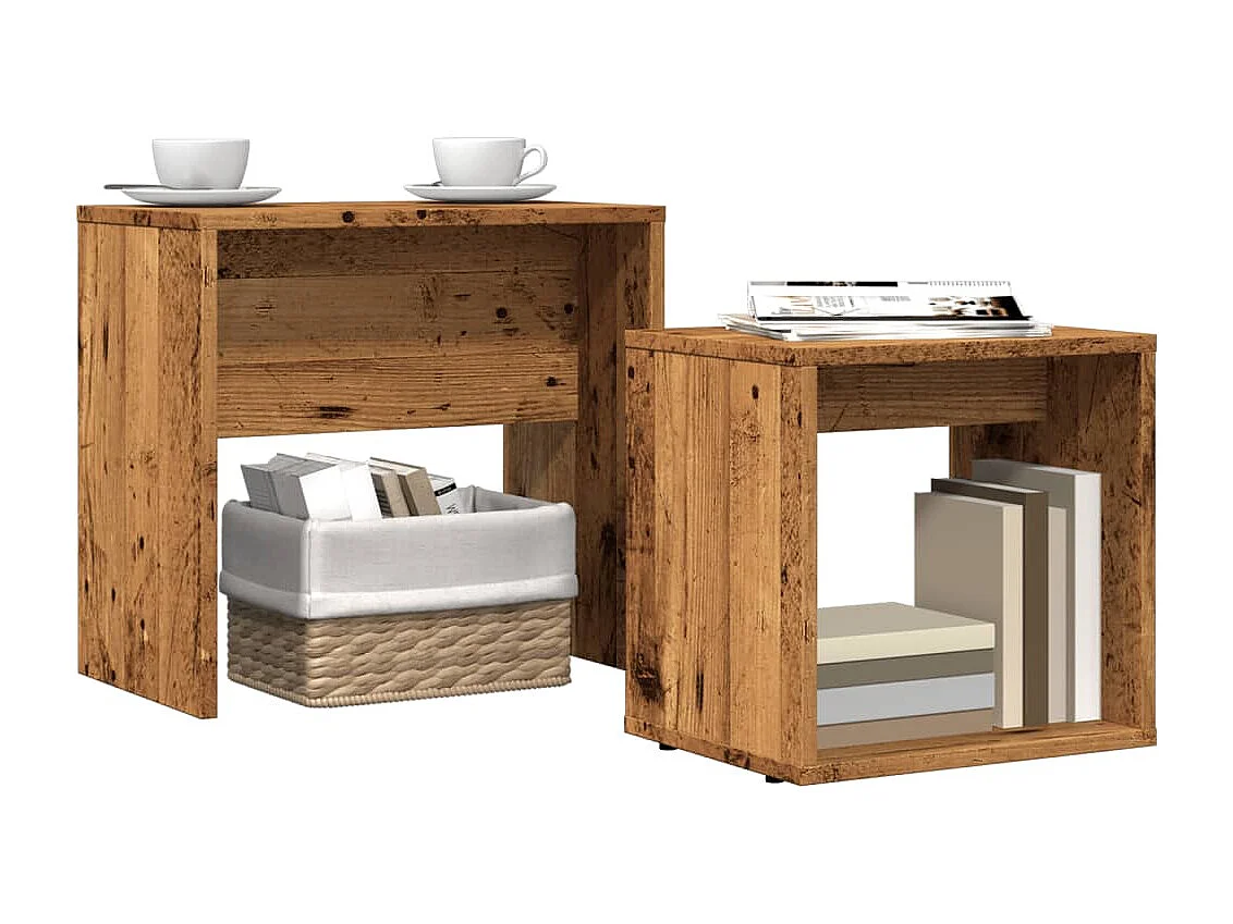 Tables basses gigognes 2 pièces vieux bois bois d'ingénierie