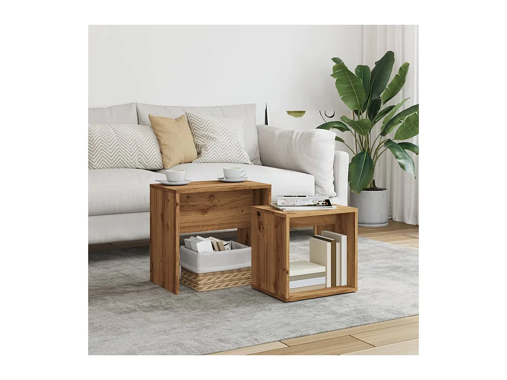 Tables basses gigognes 2 pièces chêne artisanal bois d'ingénierie