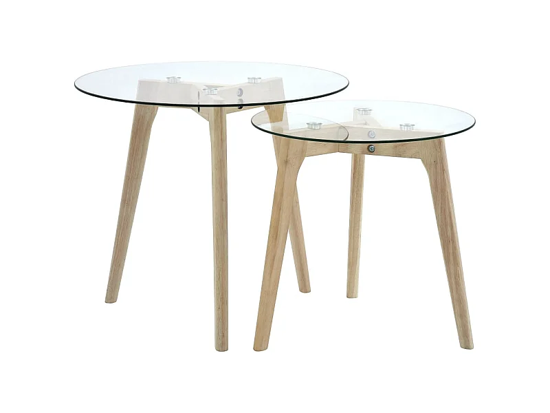 Ensemble de tables d'appoint 2 pièces Verre trempé