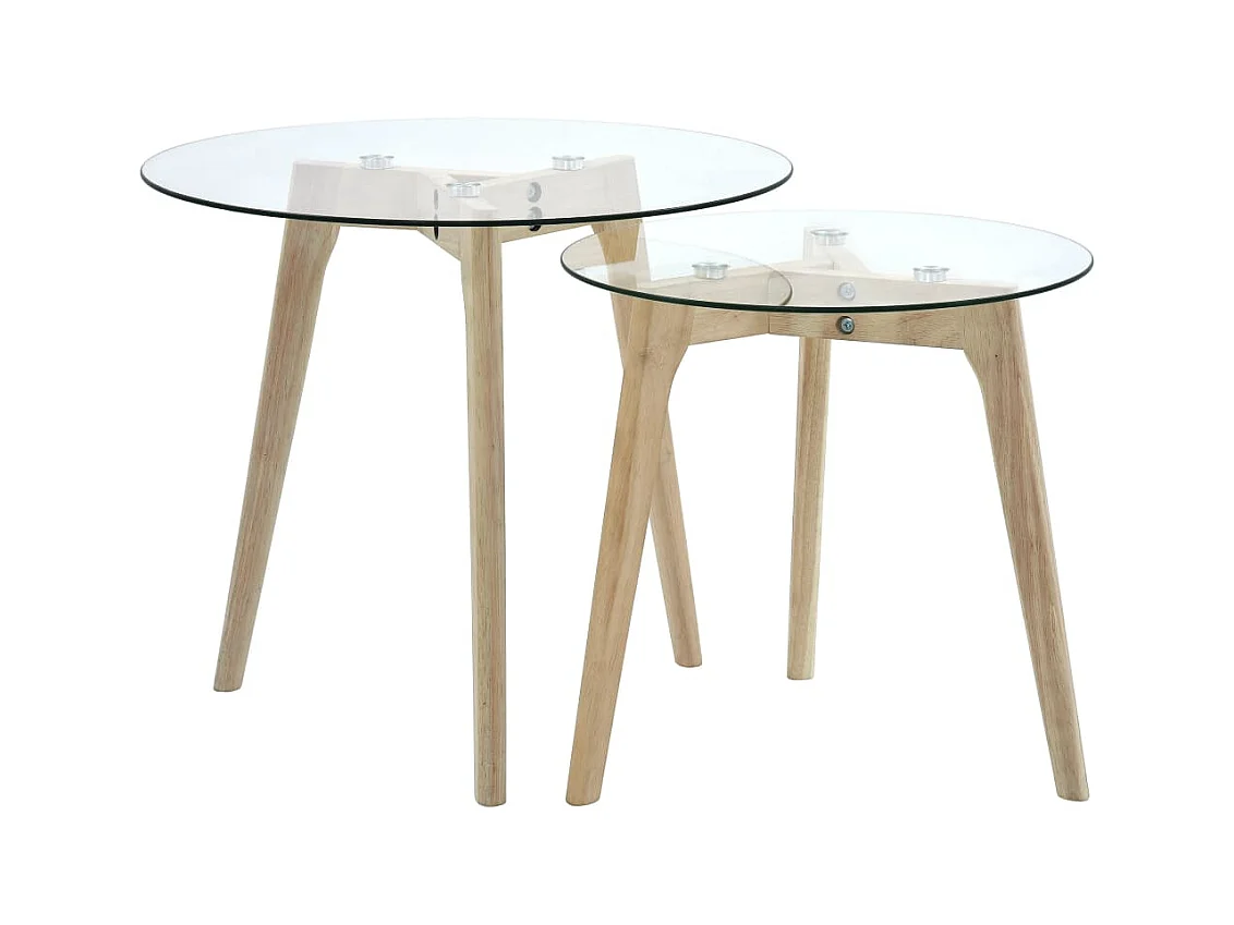 Ensemble de tables d'appoint 2 pièces Verre trempé