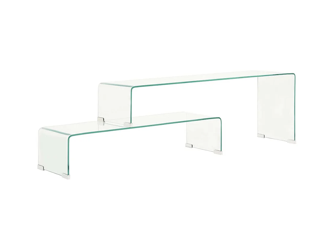 Ensemble de table basse 2 pièces 90x30x20/110x30x40cm Verre trempé