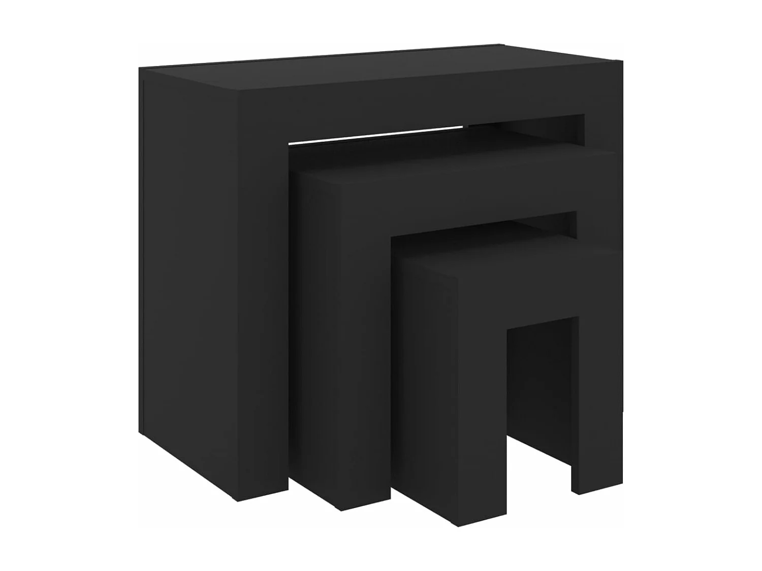 Tables basses gigognes 3 pièces Noir Aggloméré