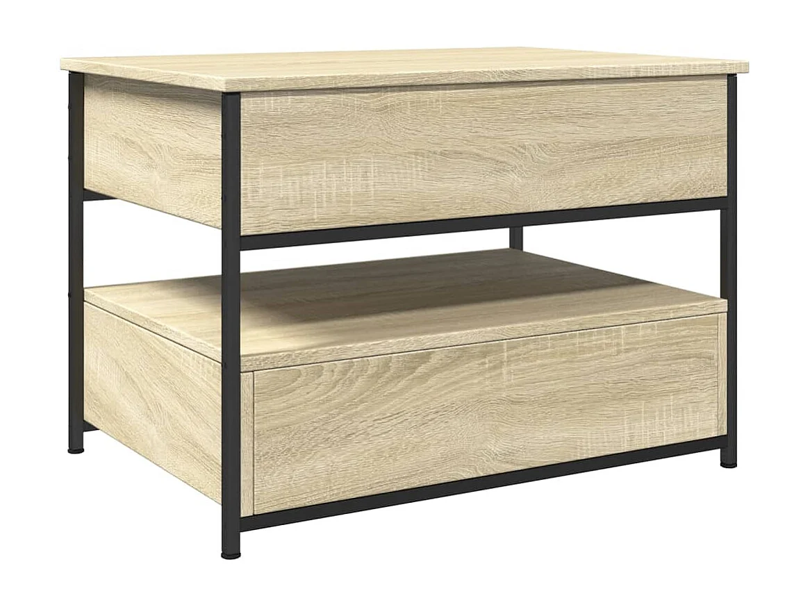 Table basse chêne sonoma 70x50x50 cm bois d'ingénierie et métal