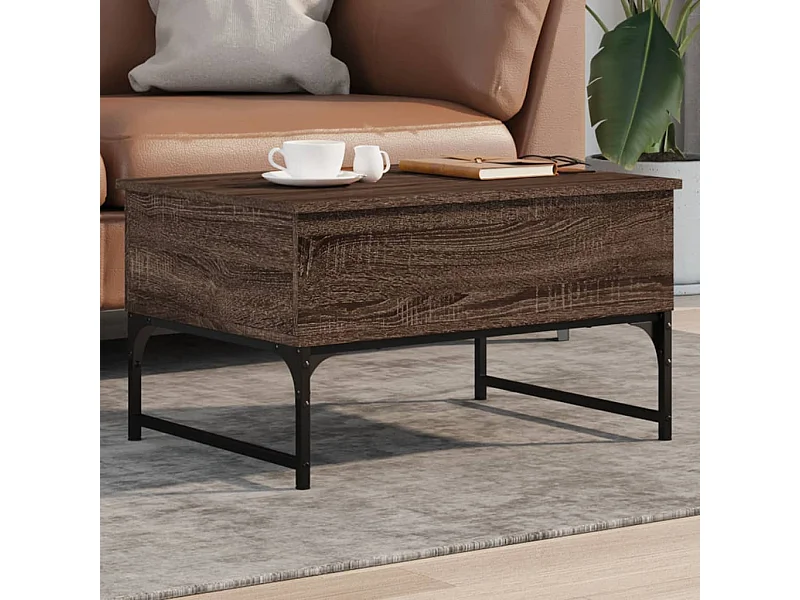 Mesa de centro madera de ingeniería marrón roble 70x50x40 cm