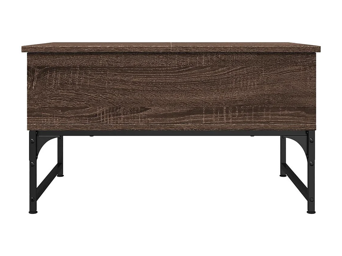 Table basse chêne marron 70x50x40 cm bois d'ingénierie et métal