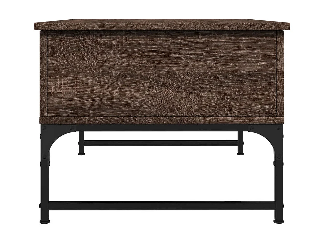 Table basse chêne marron 70x50x40 cm bois d'ingénierie et métal