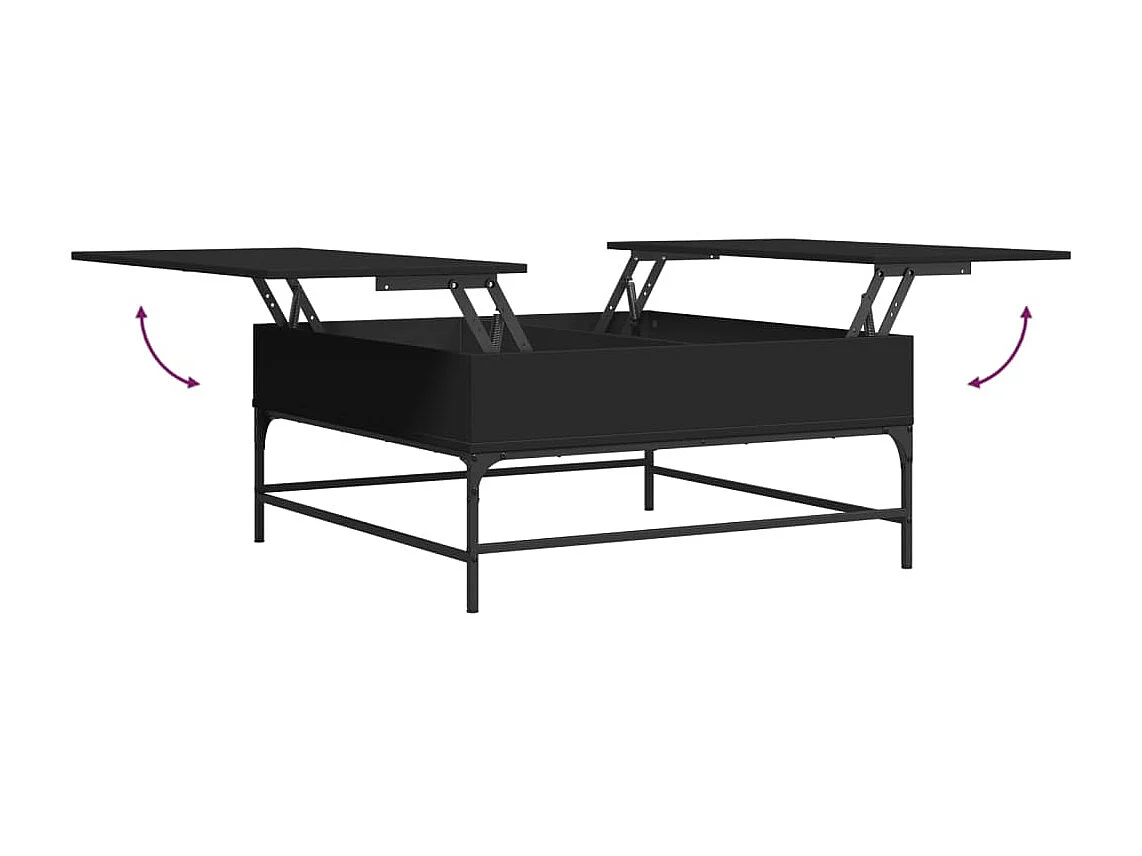 Table basse noir 95x95x45 cm bois d'ingénierie et métal