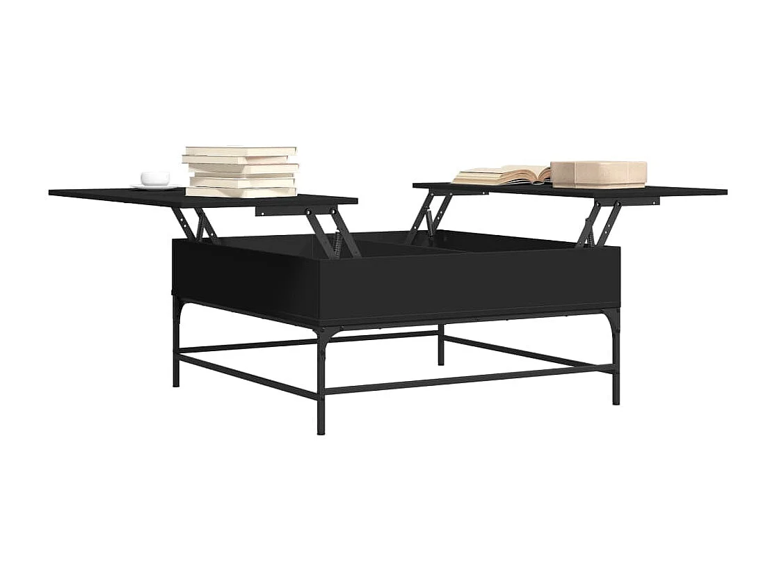 Table basse noir 95x95x45 cm bois d'ingénierie et métal