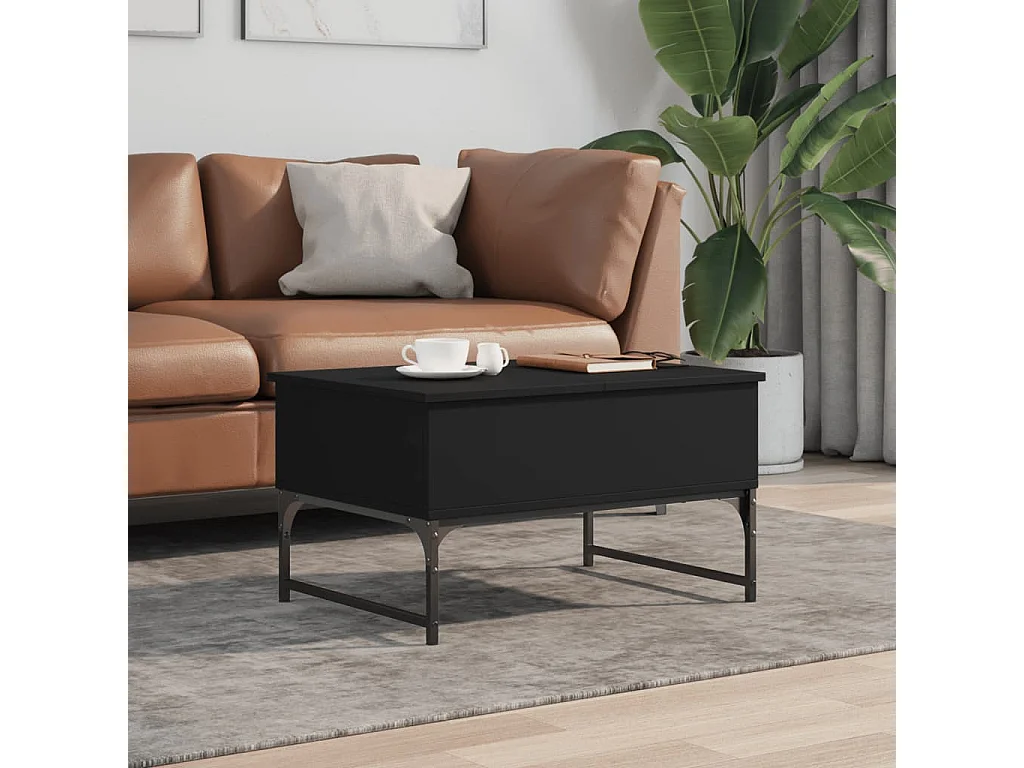 Salontafel 70x50x40 cm bewerkt hout en metaal zwart