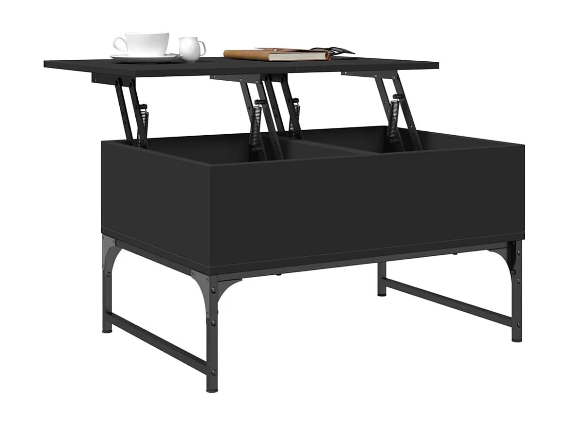 Salontafel 70x50x40 cm bewerkt hout en metaal zwart