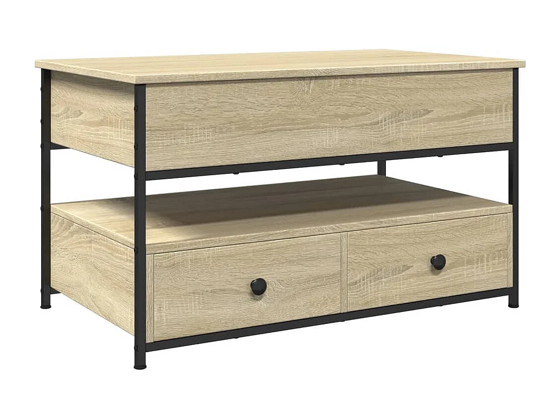 Table basse chêne sonoma 85x50x50 cm bois d'ingénierie et métal