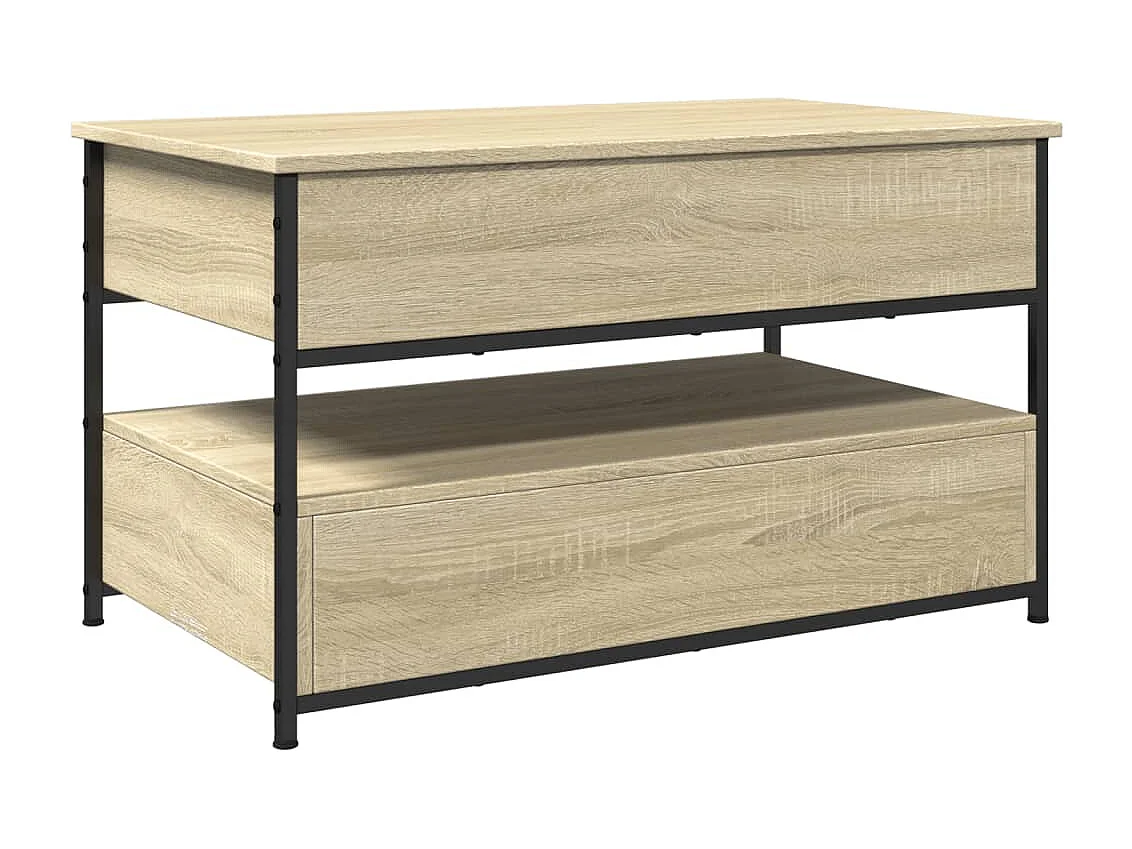 Table basse chêne sonoma 85x50x50 cm bois d'ingénierie et métal