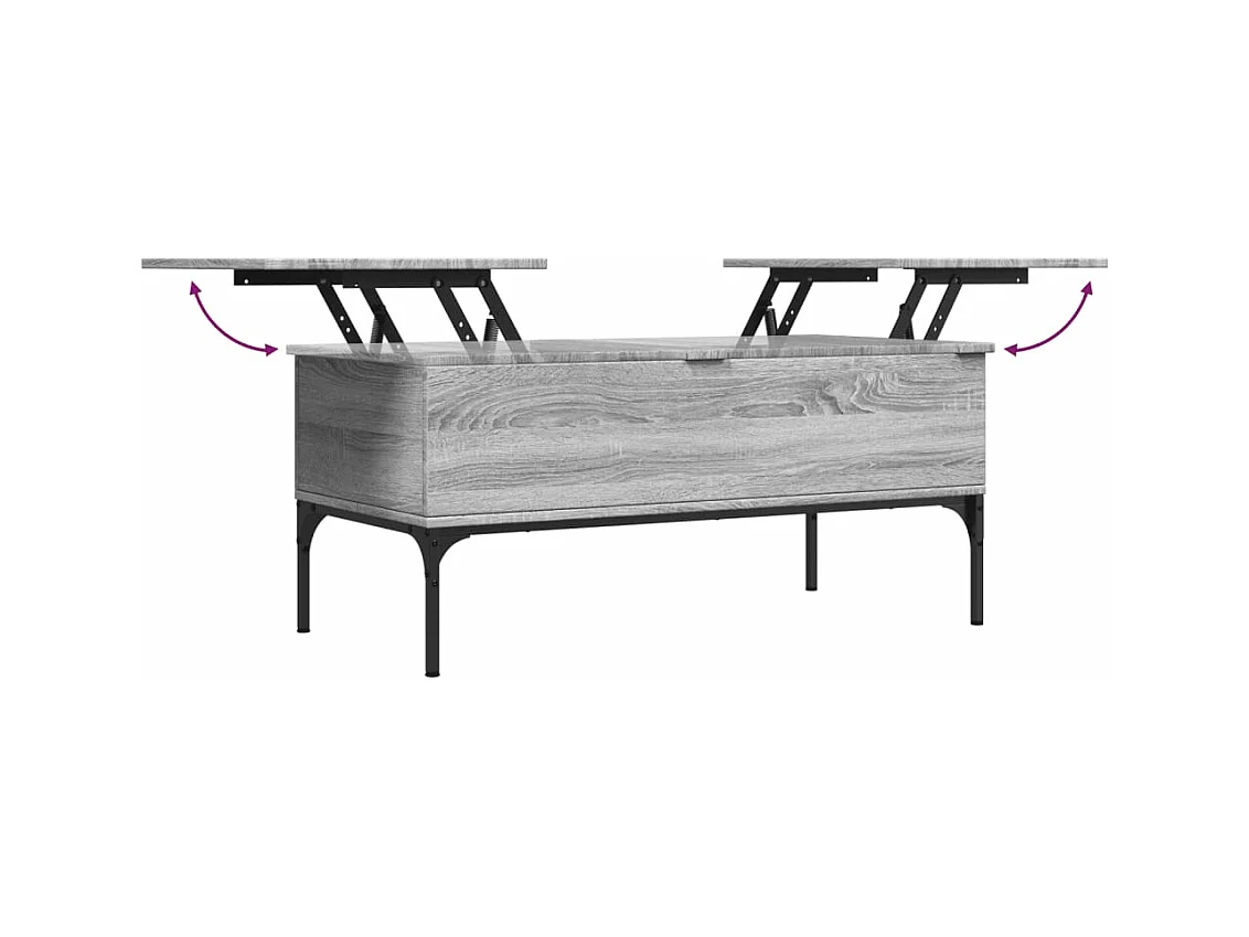 Table basse sonoma gris 100x50x45 cm bois d'ingénierie et métal