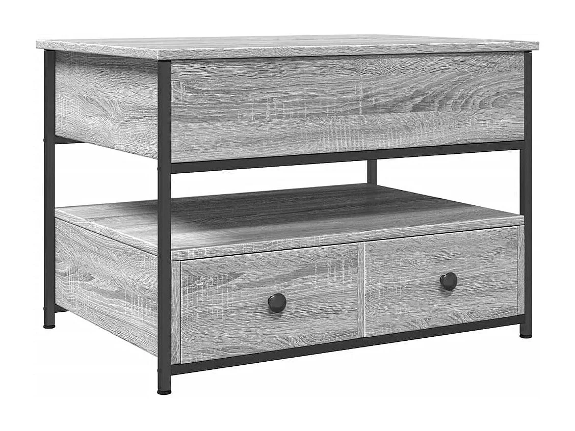 Table basse sonoma gris 70x50x50 cm bois d'ingénierie et métal