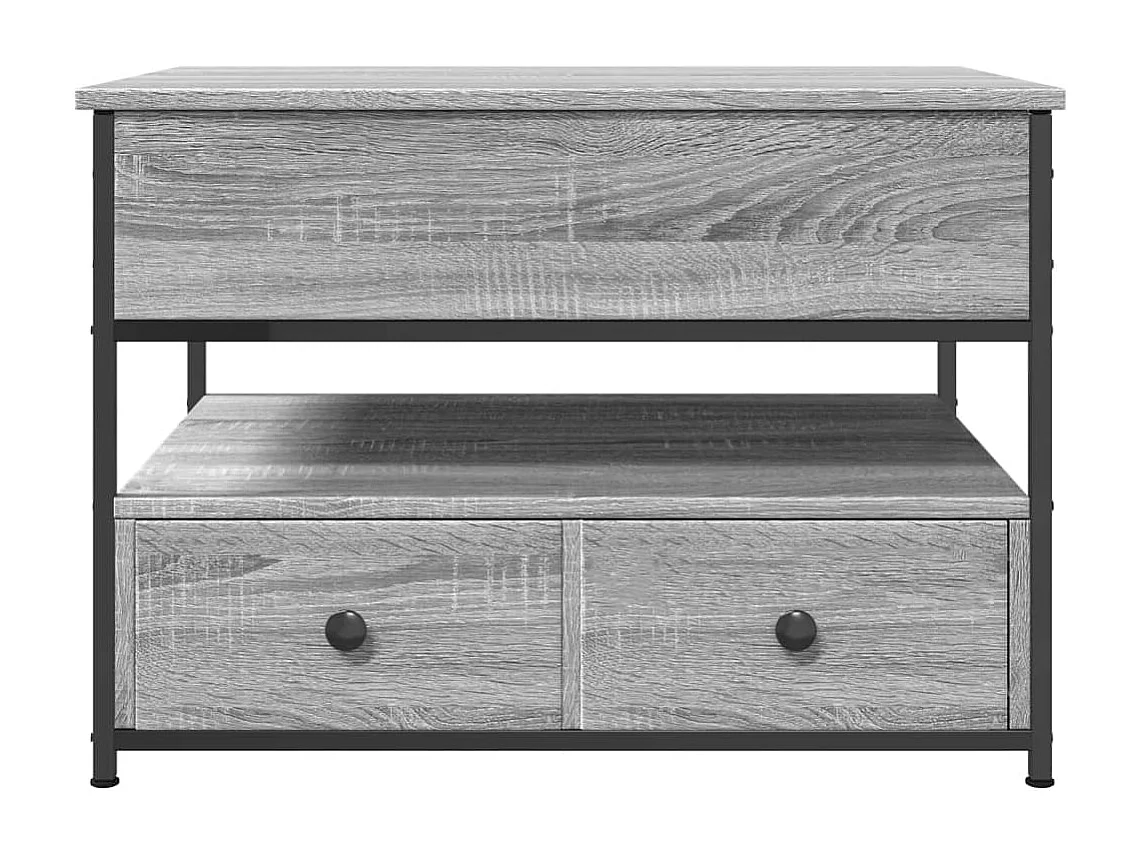 Table basse sonoma gris 70x50x50 cm bois d'ingénierie et métal