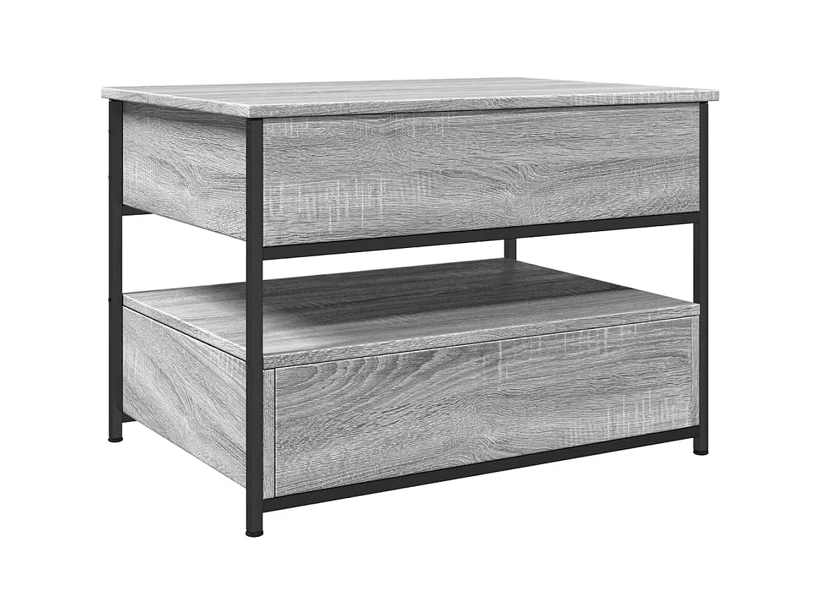 Table basse sonoma gris 70x50x50 cm bois d'ingénierie et métal