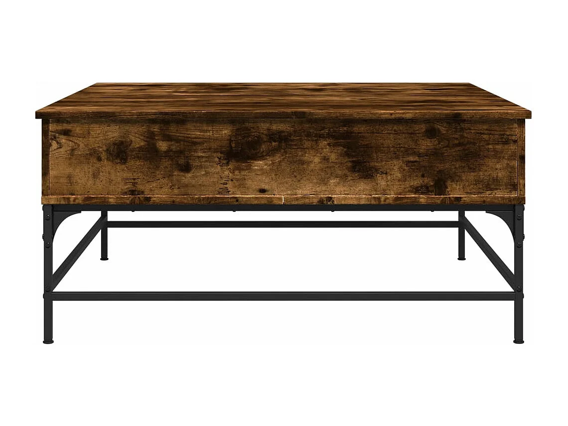 Table basse chêne fumé 95x95x45 cm bois d'ingénierie et métal