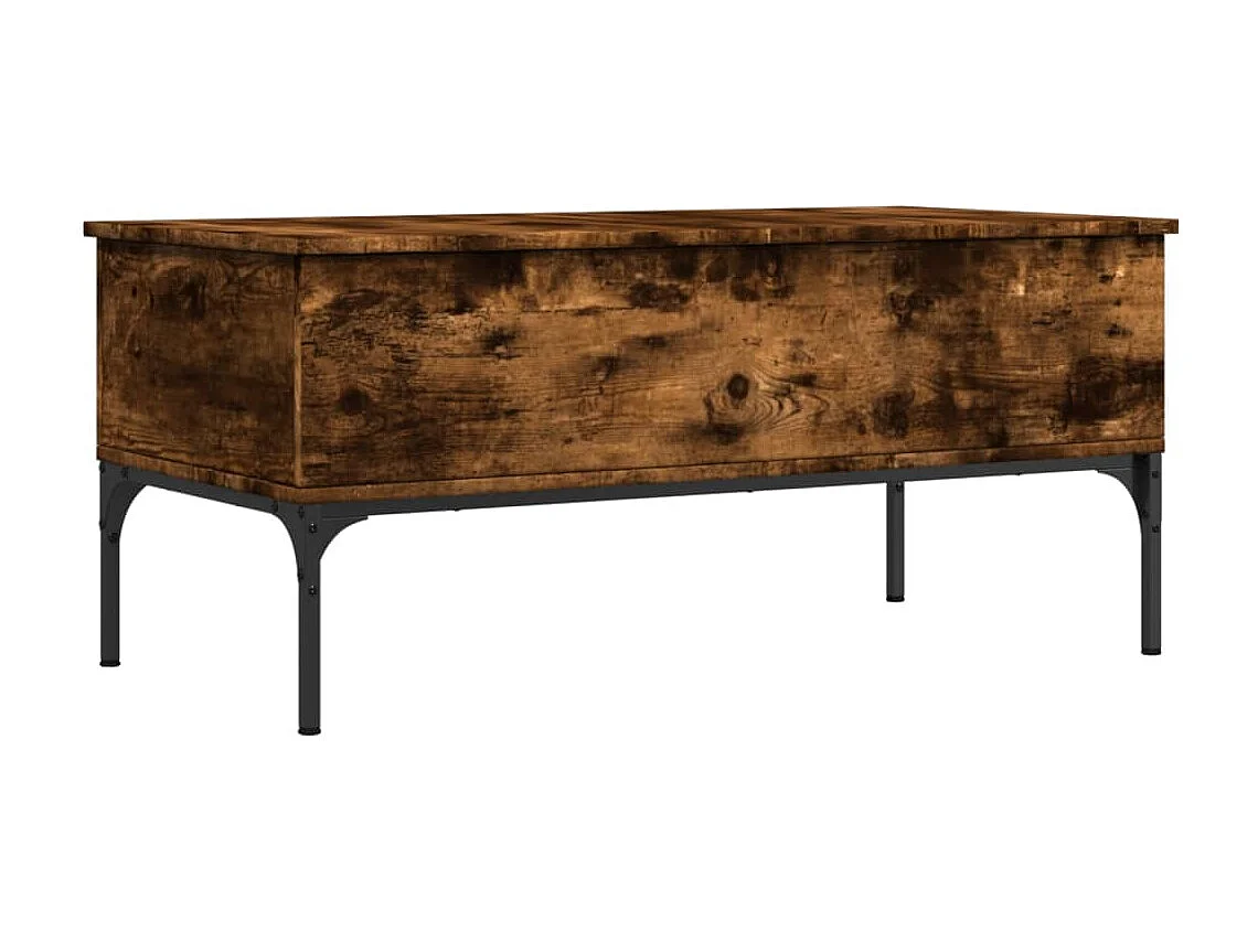 Table basse chêne fumé 100x50x45 cm bois d'ingénierie et métal