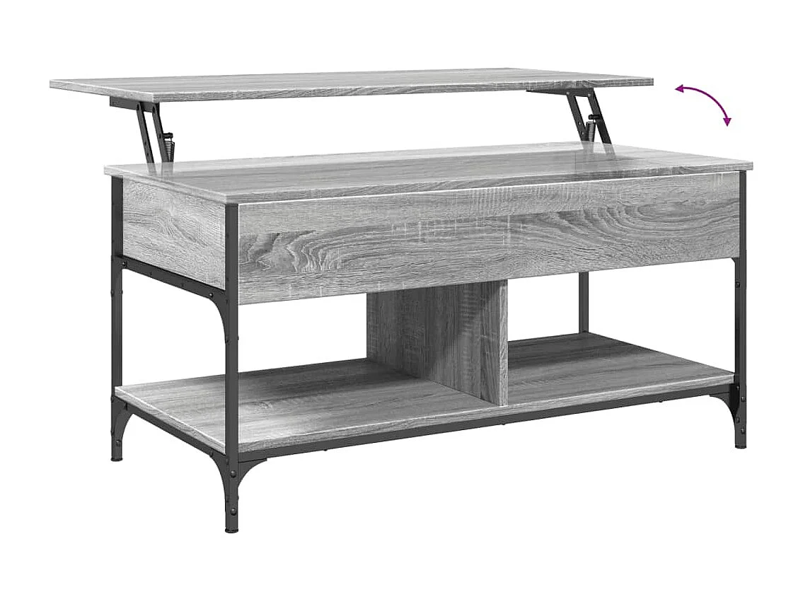 Table basse sonoma gris 100x50x50 cm bois d'ingénierie et métal