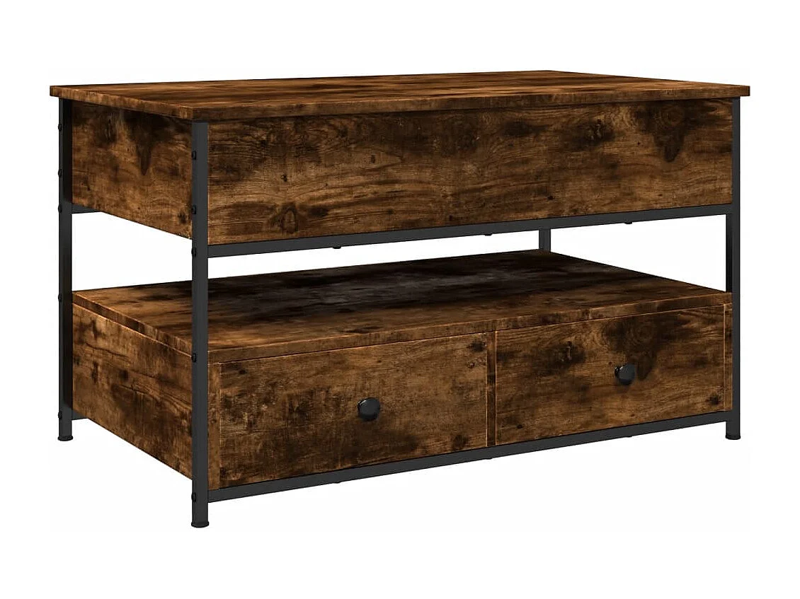 Table basse chêne fumé 85x50x50 cm bois d'ingénierie et métal