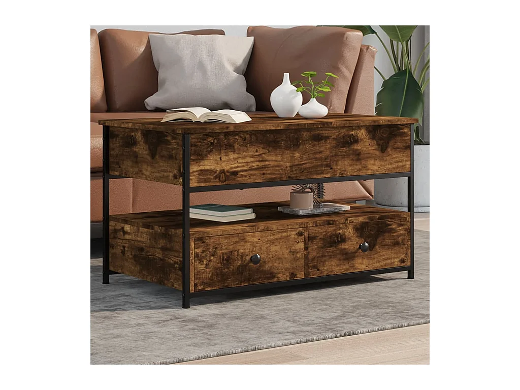 Mesa de centro 85x50x50 cm deriv. madeira/metal carvalho fumado