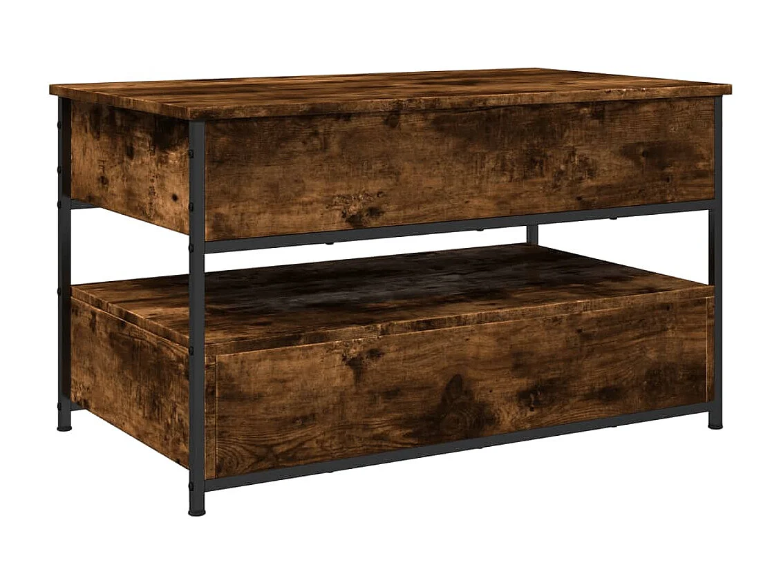 Table basse chêne fumé 85x50x50 cm bois d'ingénierie et métal