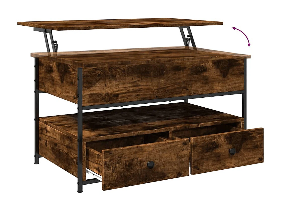 Table basse chêne fumé 85x50x50 cm bois d'ingénierie et métal