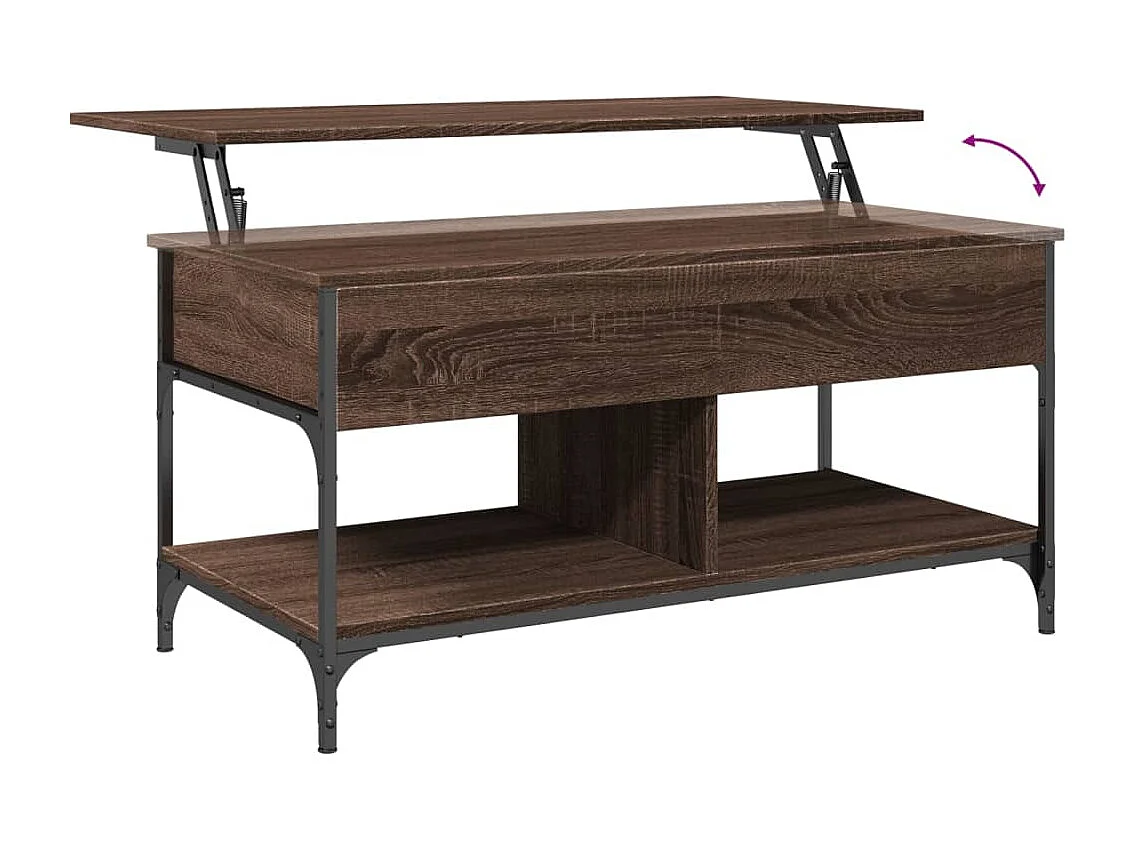 Table basse chêne marron 100x50x50cm bois d'ingénierie et métal