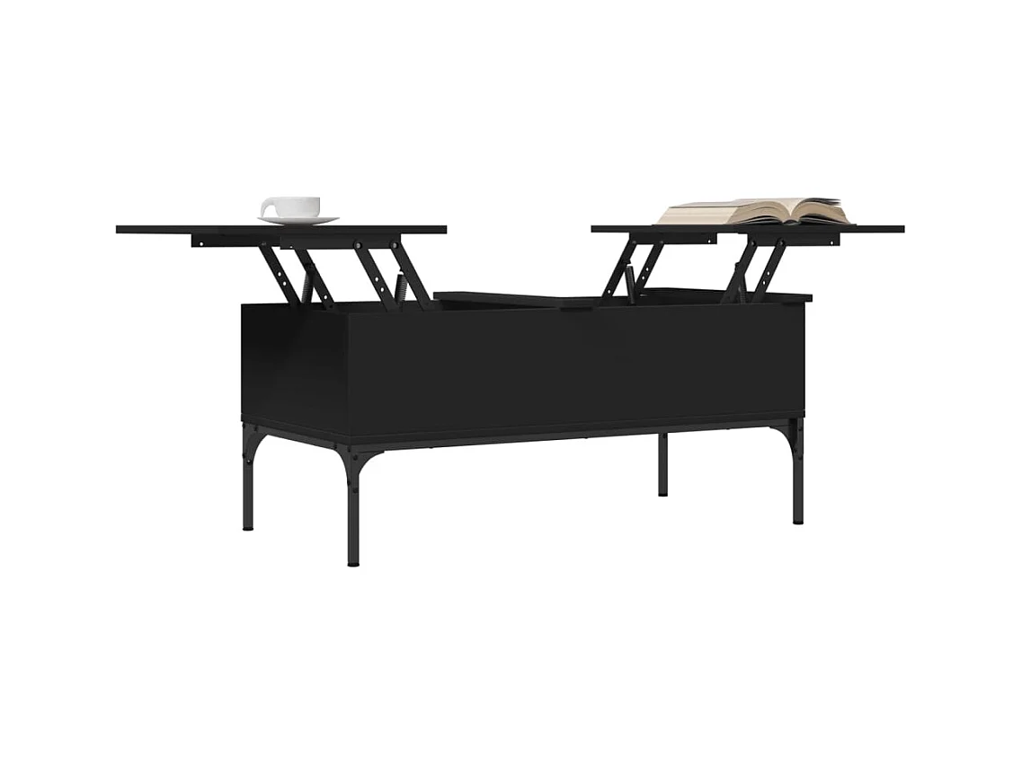 Table basse noir 100x50x45 cm bois d'ingénierie et métal